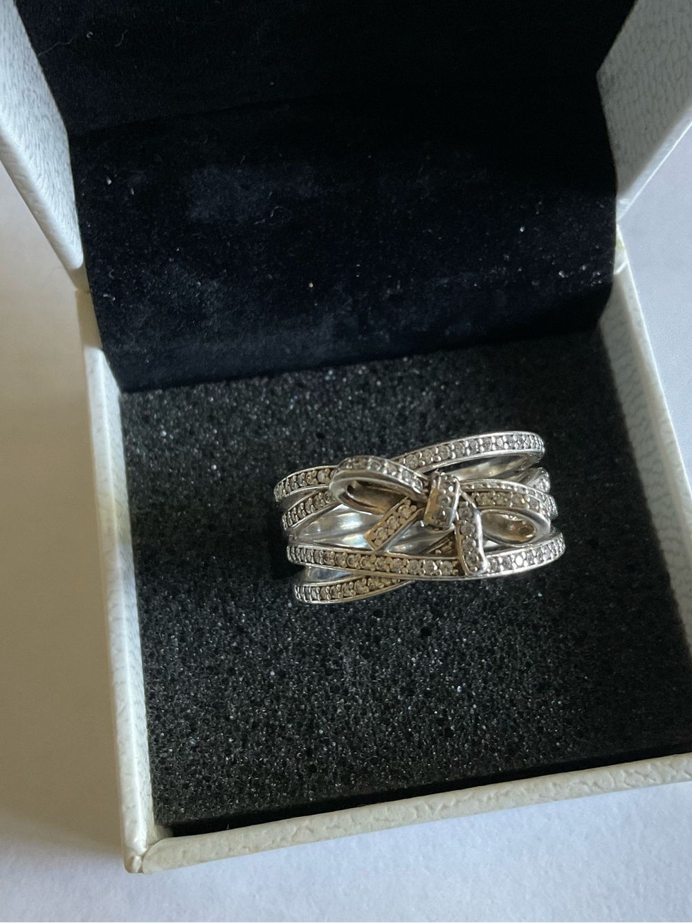 Pandora Silver Bow Pavé Stackable Ring - Silver - Picture 5 of 9